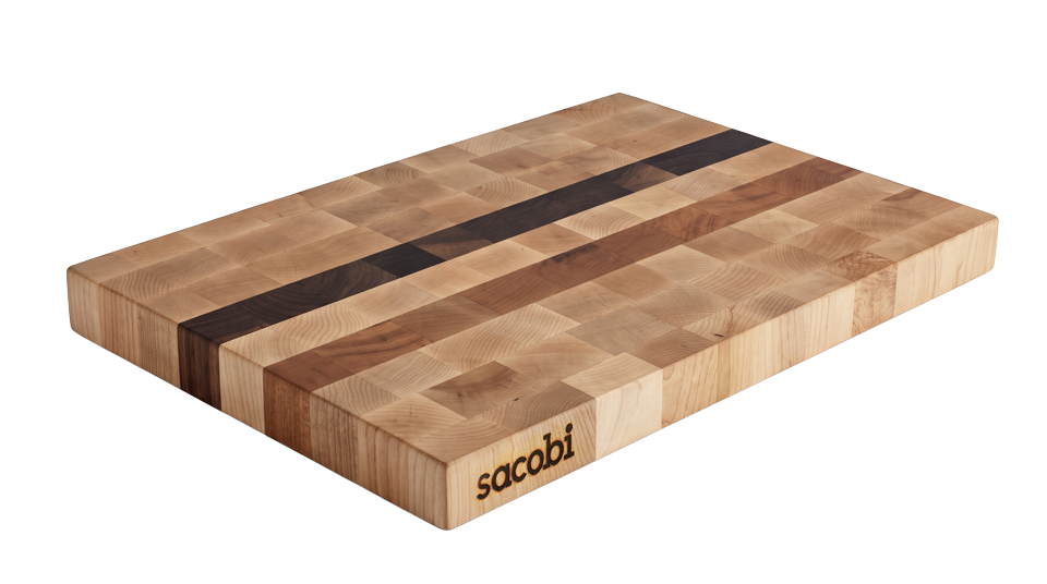 Planche de boucher en érable, cerisier et noyer 22x14x2